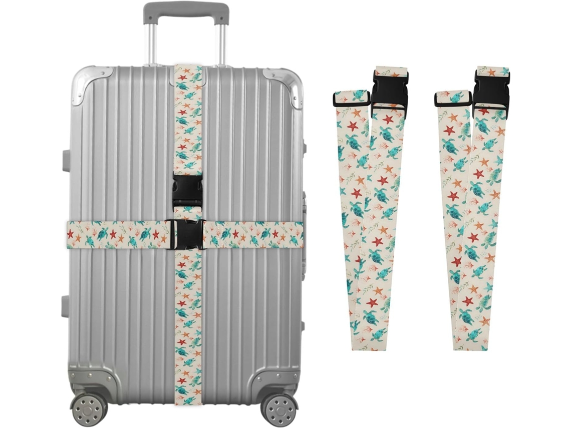 Conjunto De 2 Cintas Bagagem Com Estampa Tartaruga E Estrela Do Mar Para Malas, Cintas De Viagem, Acessórios Para Cintos