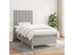 Vidaxl Cama Com Molas/colchão 90x190 Cm Tecido Cinzento-claro