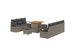 Conjunto 10 Sofá De Jardim Vidaxl Cinzento Vime Pe (80 X 80 X 71 Cm)