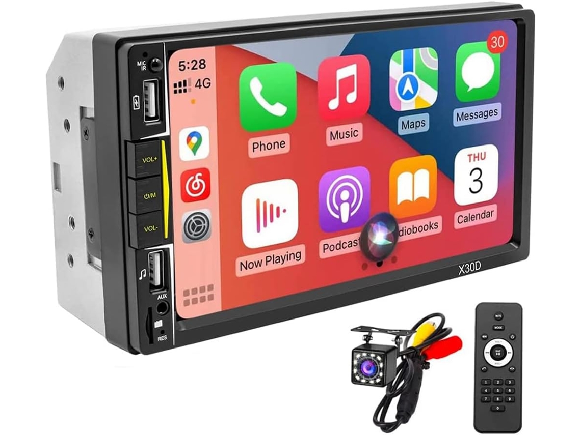 Som Automotivo Double Din com Carplay e Rádio com Tela Sensível Ao Toque de 7 Polegadas. SFUSHOS