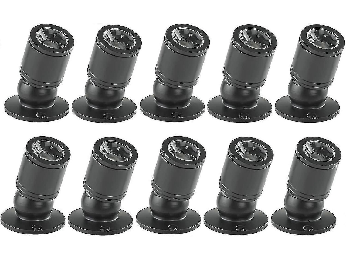 Conjunto de 10 spots de LED embutidos, 1W, com driver, 100-265V CA, na cor preta com luz quente.