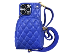 Capa Padrão Losango Crossbody Zíper Alça Ombro Para Iphone 14 Pro Max Com Porta-cartões Multicor