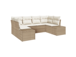 Conjunto 6 Conjunto De Sofá De Jardim Vidaxl Bege Vime Pe (234 X 154 X 69 Cm)