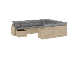 Maison Exclusive - 11 Pcs Conjunto Sofás De Jardim C/ Almofadões Vime Pe Bege