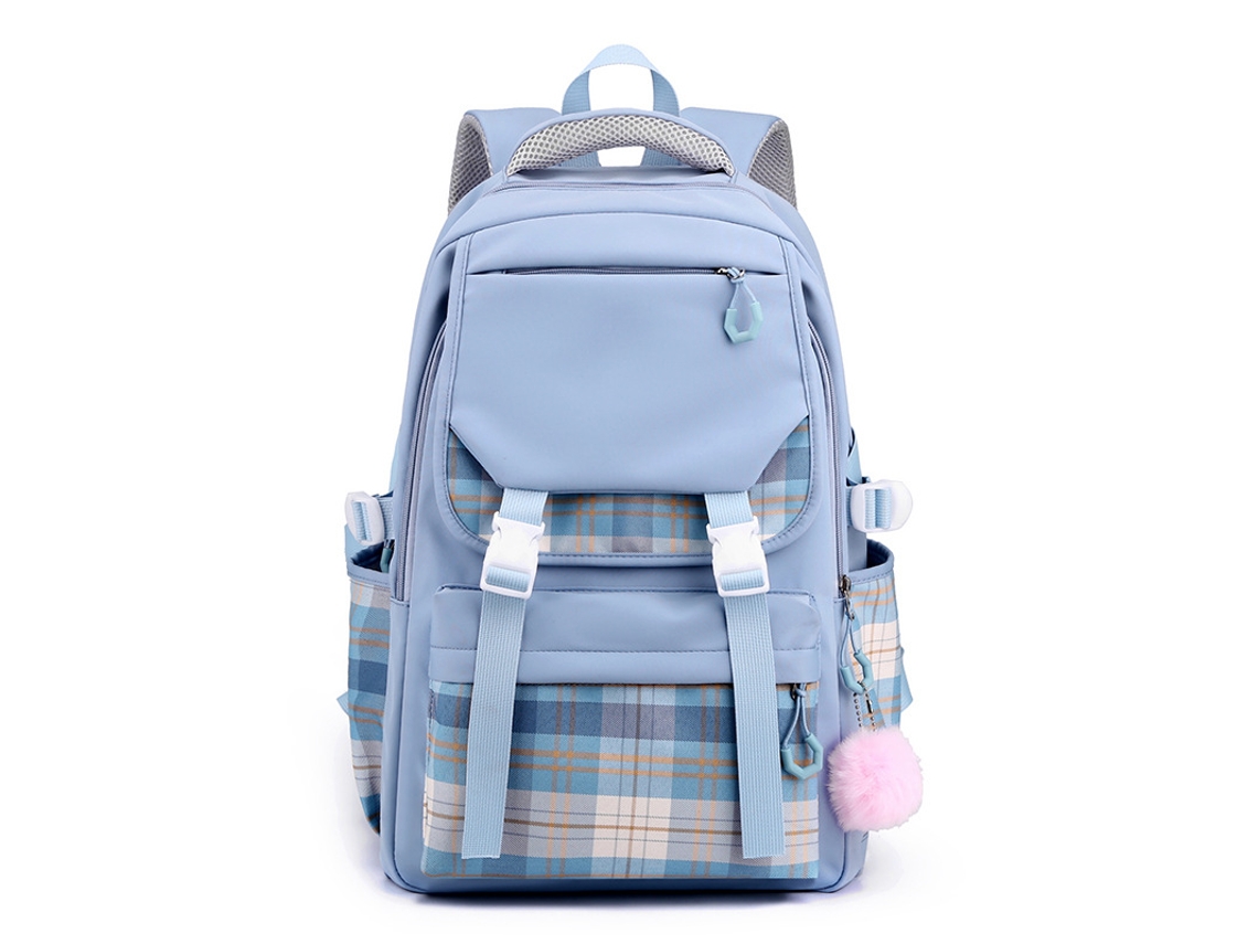 Mochila Para Computador Campus Schoolbag, Cor Sólida, Simples, Multicamadas, Azul