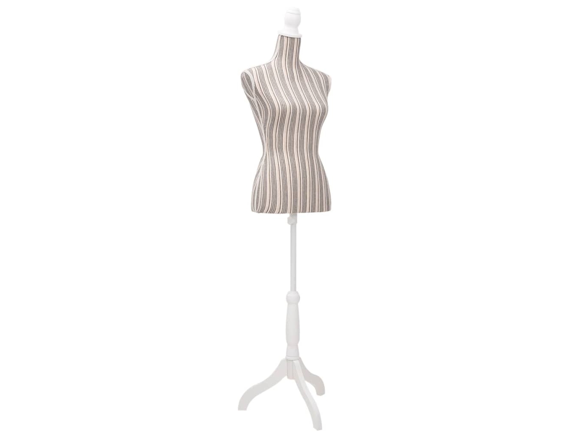Vidaxl Busto Manequim De Senhora Linho Com Riscas