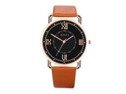 Relógio de pulso masculino com pulseira de PU, mostrador redondo, analógico, quartzo (marrom)