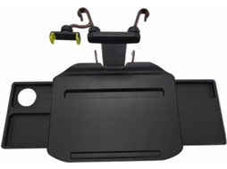 Suporte duplo para carro, laptop e tablet em ABS com faixa metálica.
