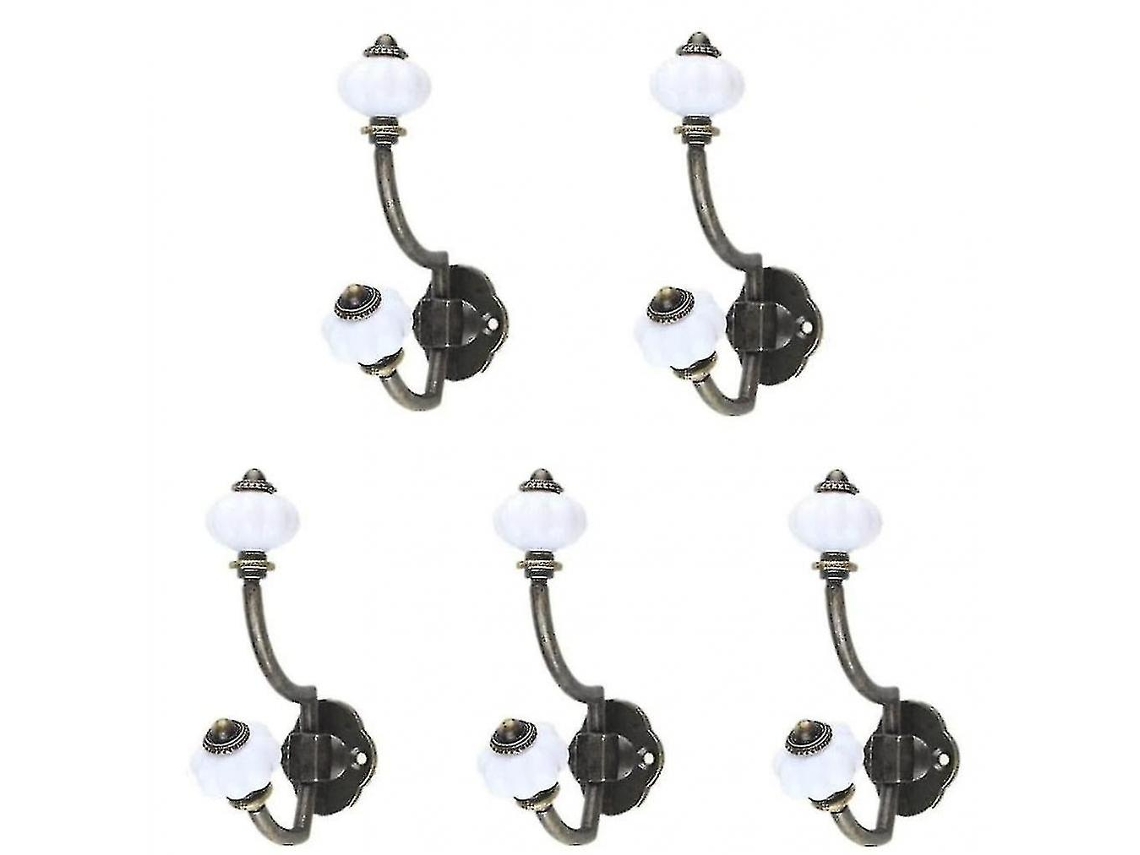 Ganchos De Parede Retrô Em Cerâmica Bronze, Conjunto De 5 Peças