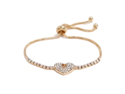 Pulseira De Mão Estilosa Com Strass Forma De Coração