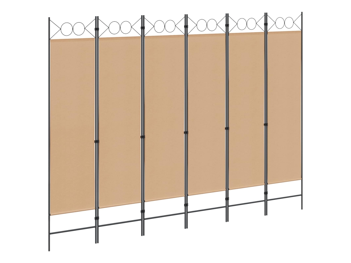 Vidaxl Divisória De Quarto De 6 Painéis Bege 240 X 180 Cm Tecido