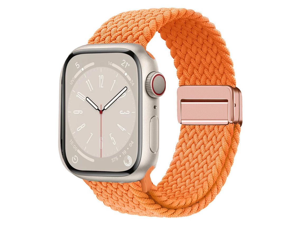 Pulseira magnética de nylon para Apple Watch S10, pulseira elástica arco-íris, laranja Emma, 44 45 46 49 mm