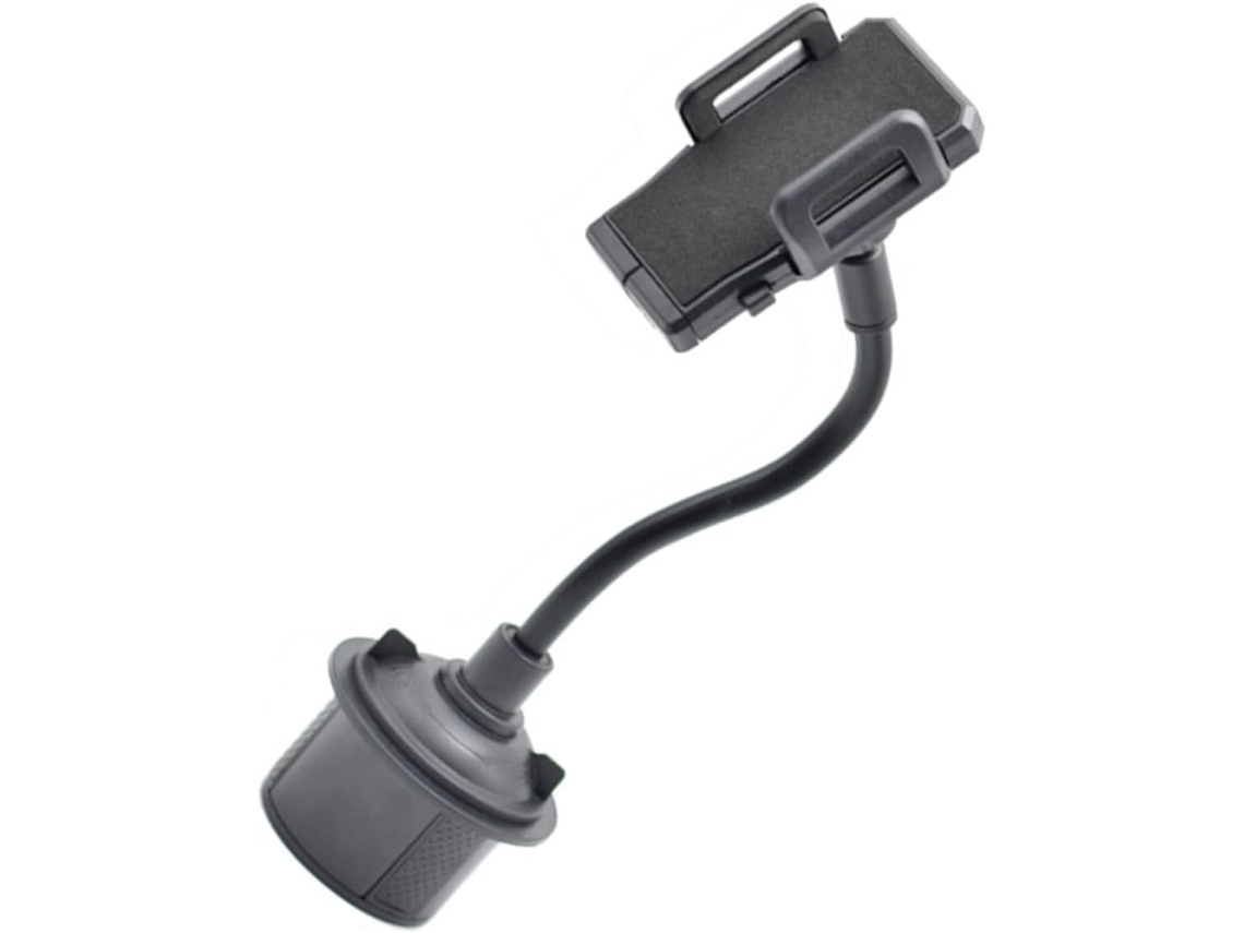 Suporte Veicular Ajustável Para Celular Com Haste Flexível, Compatível Com Porta-copos, De 50 A 95 Mm, Em Abs Preto.