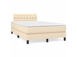 Cama Box Spring C/ Colchão E Led 120x190 Cm Tecido Cor Creme