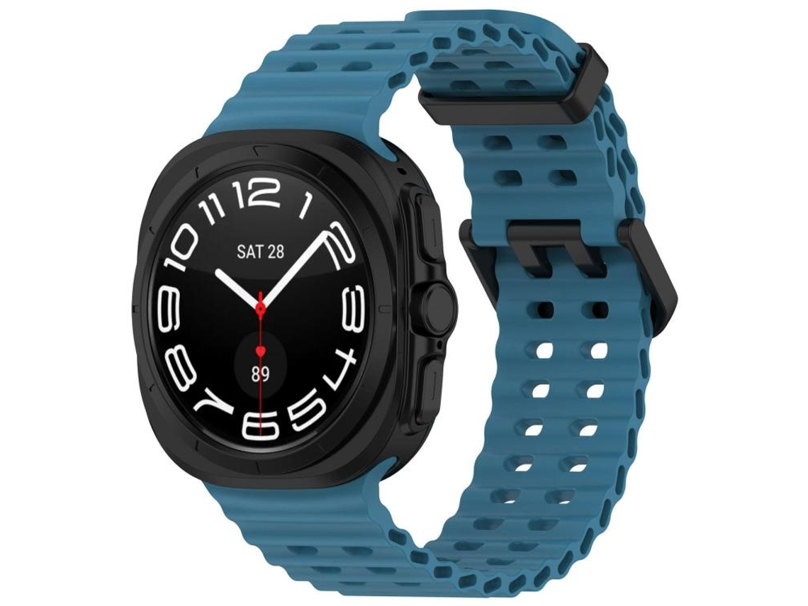 Bracelete Silicone Ocean Hole para Samsung Galaxy Watch Ultra com Fecho Duplo e Furos Azul rocha XIAOMOYU (47mm)