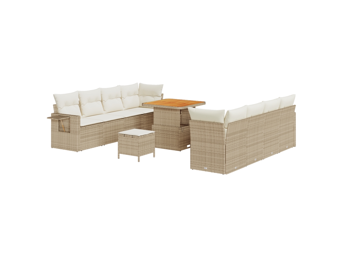 Conjunto De Móveis De Jardim Vidaxl Bege Vime Pe (80 X 80 X 71 Cm)