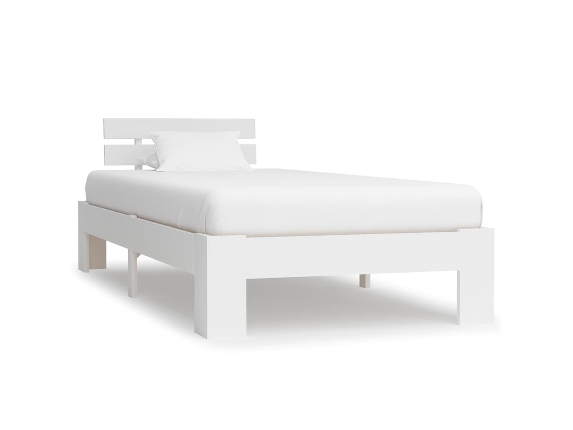 Vidaxl Estrutura De Cama 100x200 Cm Pinho Maciço Branco