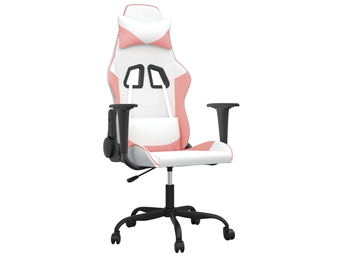 Cadeira Gaming Massagens VIDAXL Couro Artificial Branco e Rosa