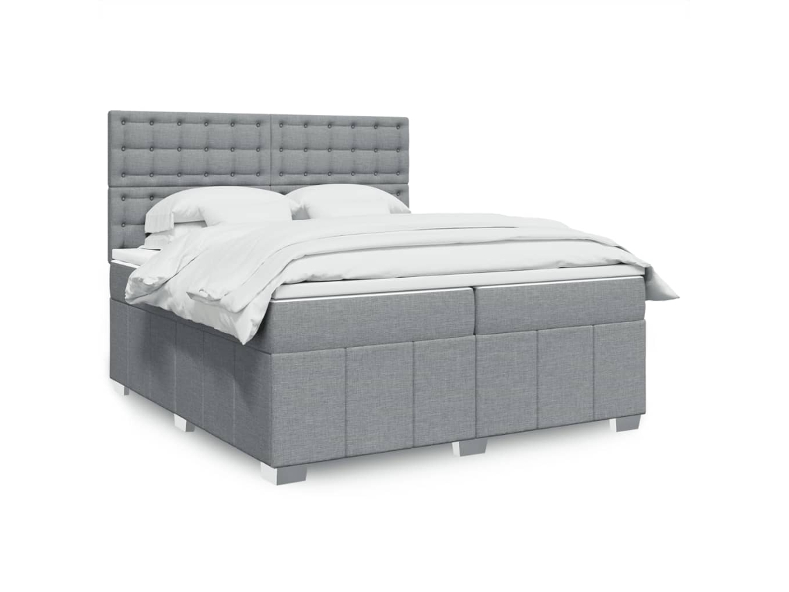 Vidaxl Cama Com Molas/colchão 200x200 Cm Tecido Cinza-claro