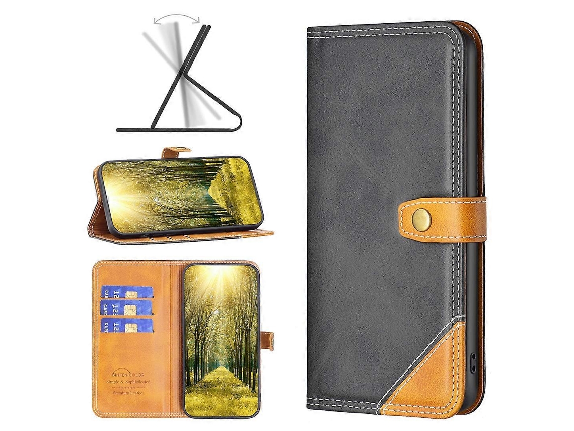 Capa De Couro Com Costura Dupla Combinando Para Samsung Galaxy A41