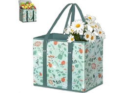 Sacolas de Compras, Compras Reutilizáveis, Sacola Piquenique Dobrável Grande Capacidade em Tecido Não Tecido, Fundo Reforçado Co GOKOCO