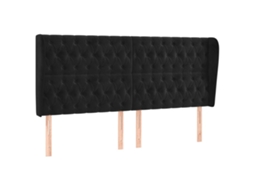Cabeceira de Cama com Abas Veludo Preto MAISON EXCLUSIVE 183x23x118 cm