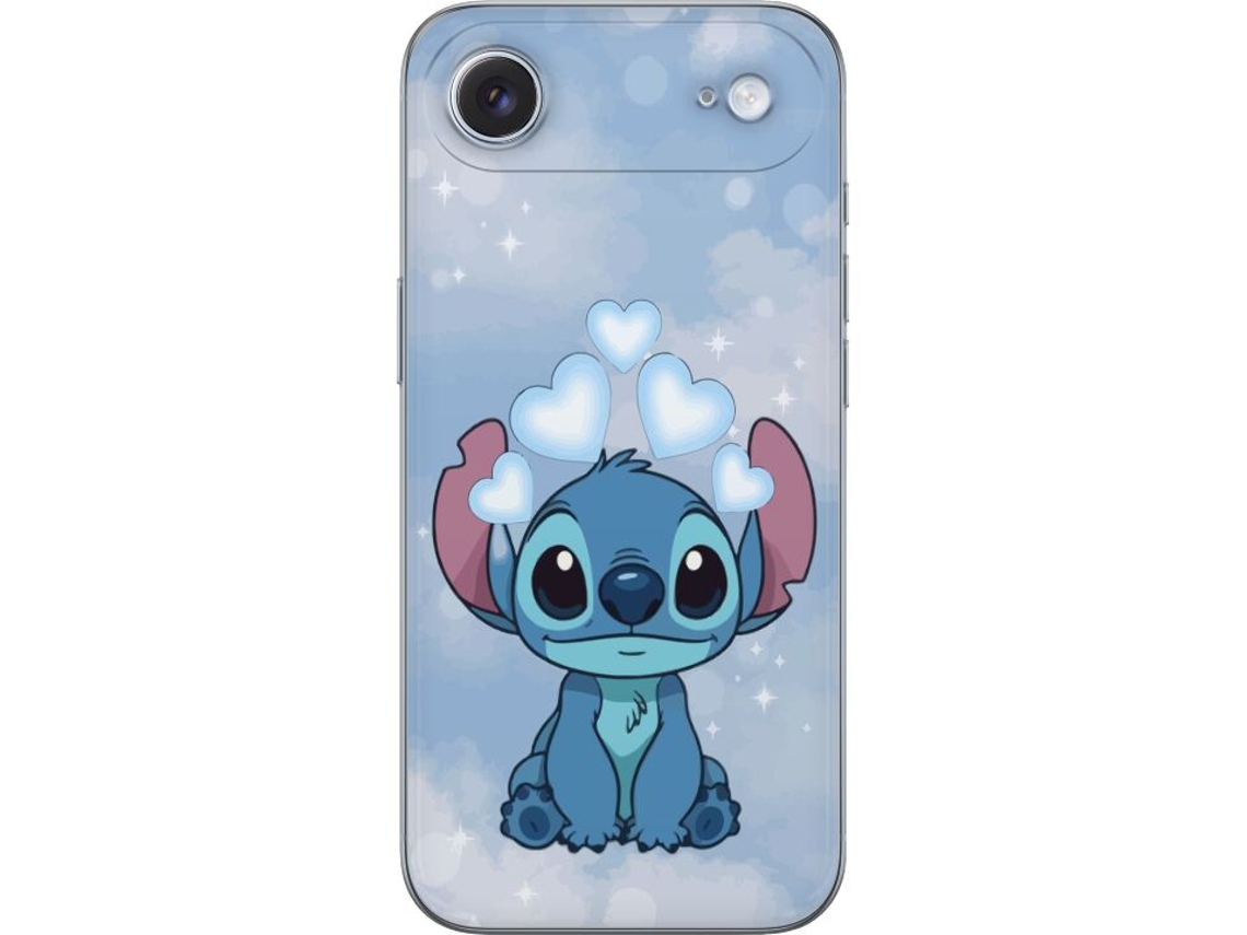 Capa Para Celular Compatível Com Apple Iphone Air. Personagem De Desenho Animado Azul Com Olhos Grandes E Corações Acima Da Cabeça, Fundo Suave Com Um
