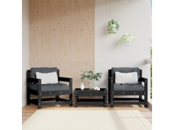 Vidaxl Cadeiras De Jardim 2 Pcs Madeira De Pinho Maciça Preto