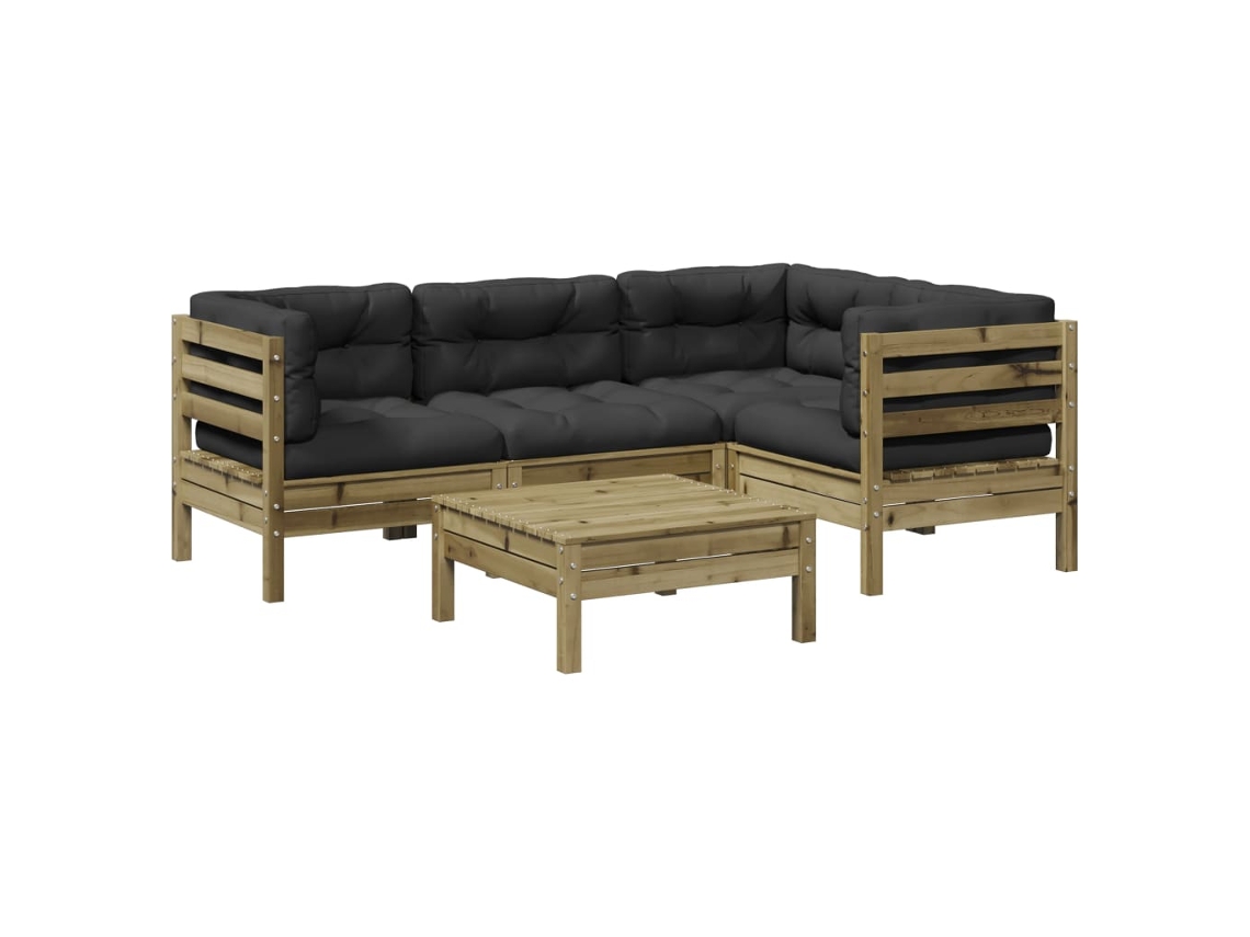 Maison Exclusive - 5 Pcs Conjunto Sofás De Jardim C/ Almofadões Pinho Impregnado