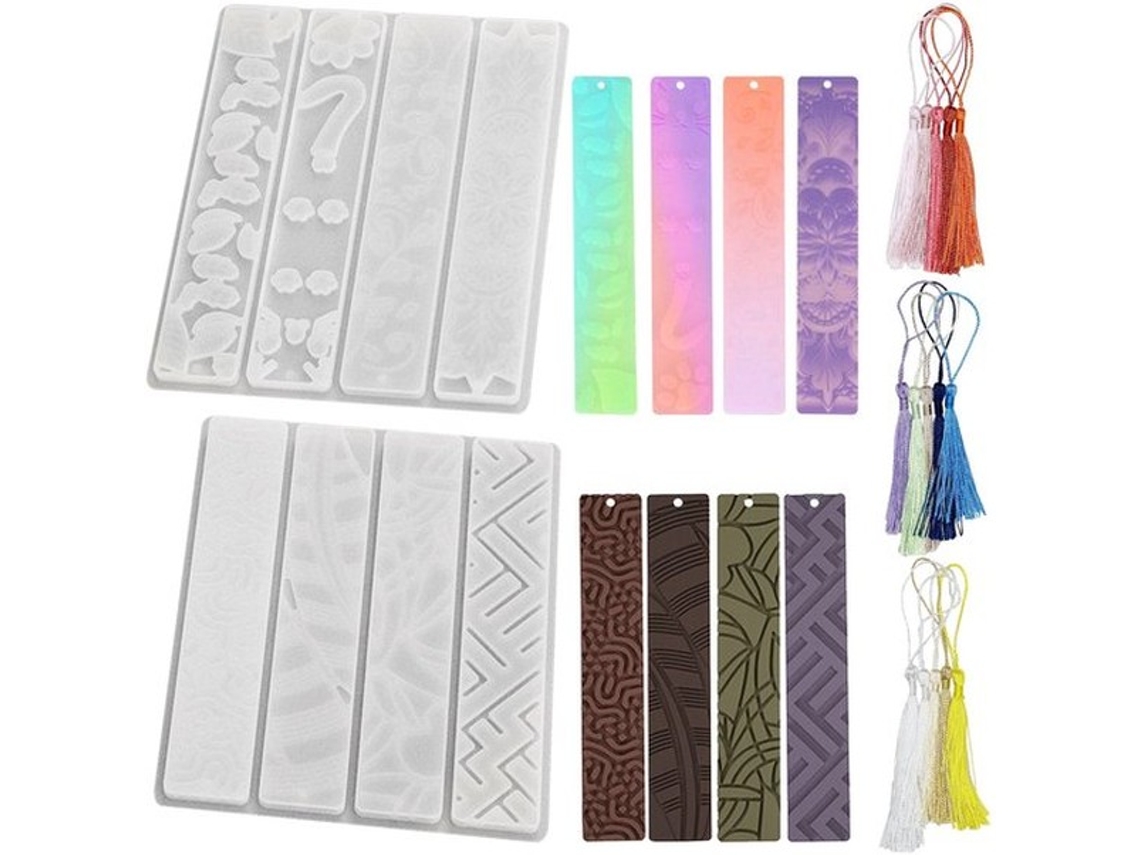 Escolha Pena - Bláster De Silicone - Forma Retangular - 2 Unidades - Folhas Quadradas - Textura Flor - Acessórios De Leitura - Marcador De Livros