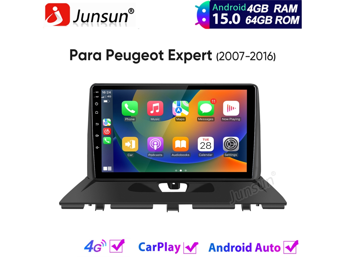 Rádio Automóvel Android 4+64g,pour Peugeot Expert 2007-2016,apple Carplay,gps,bt,rds,fm,swc,wifi