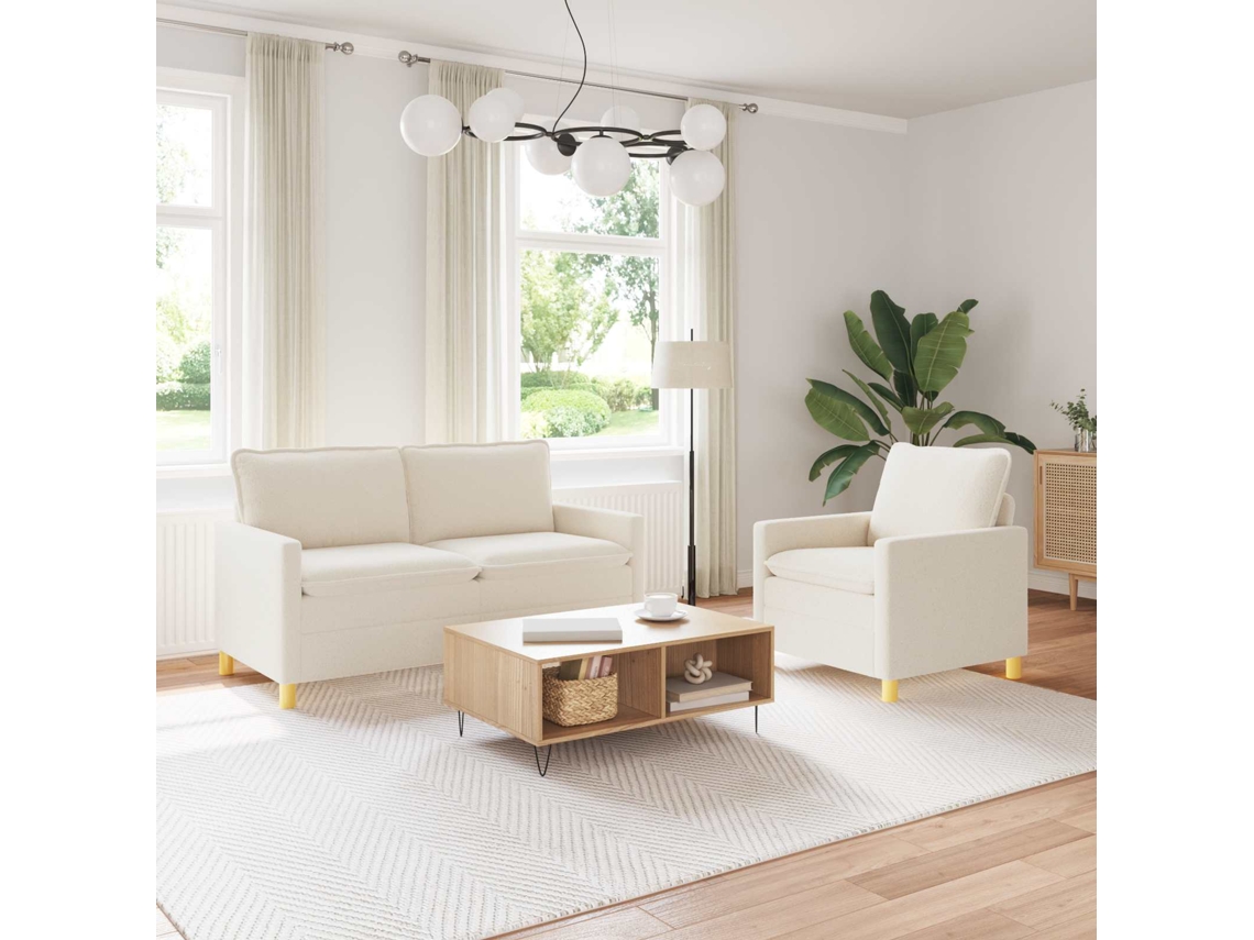 Vidaxl Conjunto De Sofás 2 Unid. Creme Tecido