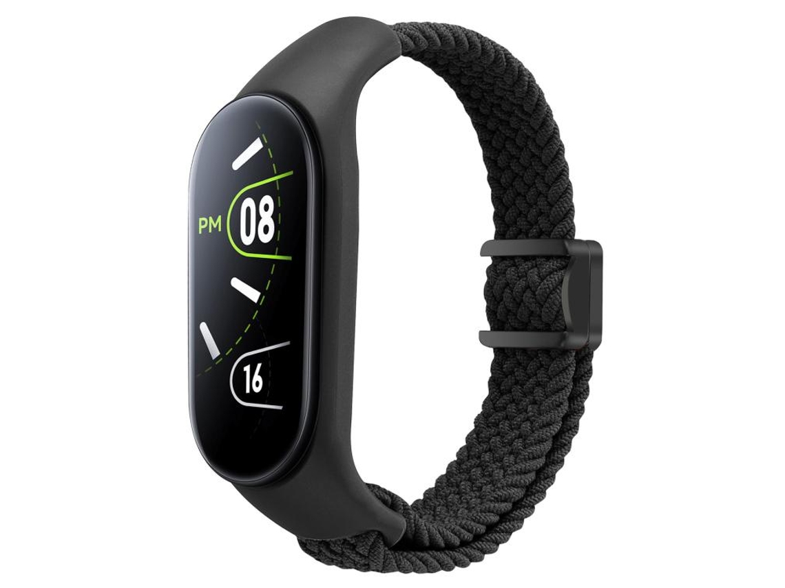 Capa Para Xiaomi Mi Band 7/6/5/4/3 - Fivela Magnética - Laço Trançado Integrado Preta