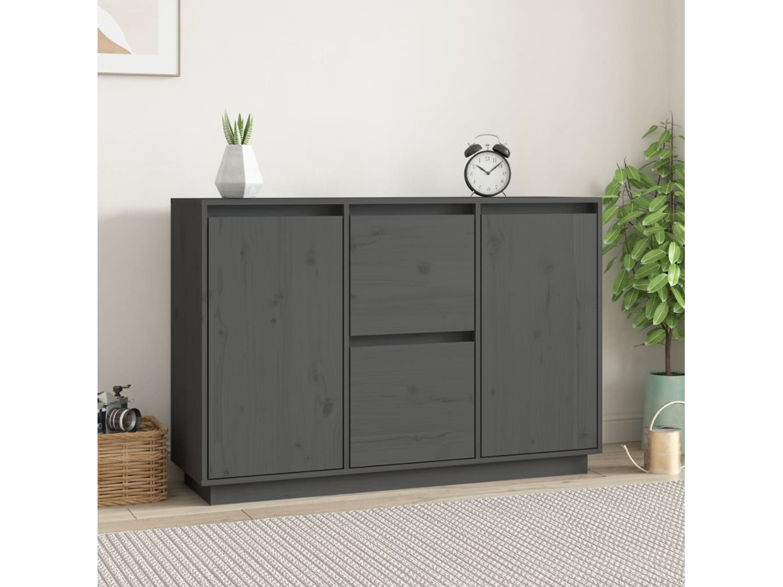 Aparador 111x34x75 cm Madera Maciza de Pino Gris