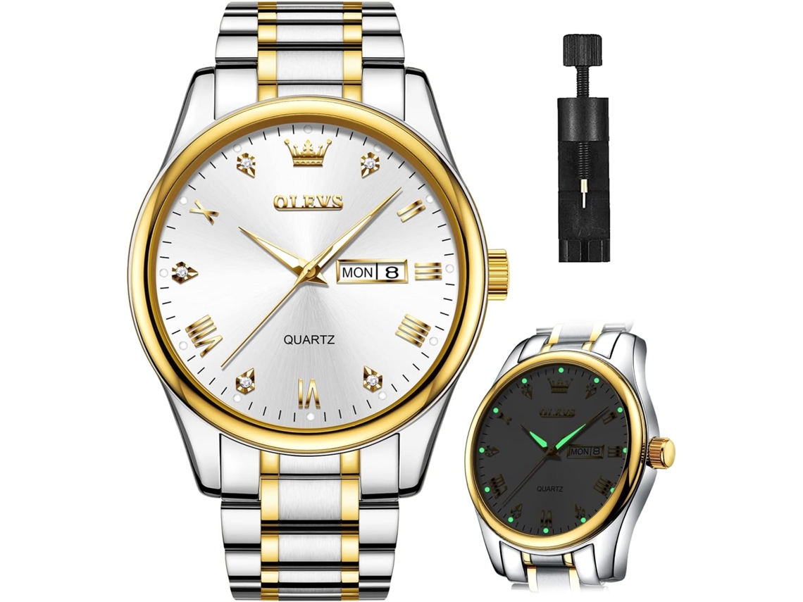 Lurelia Relógio Masculino, Movimento De Quartzo, Analógico, Data/calendário, Luminoso, Aço Inoxidável, Pele, Prata