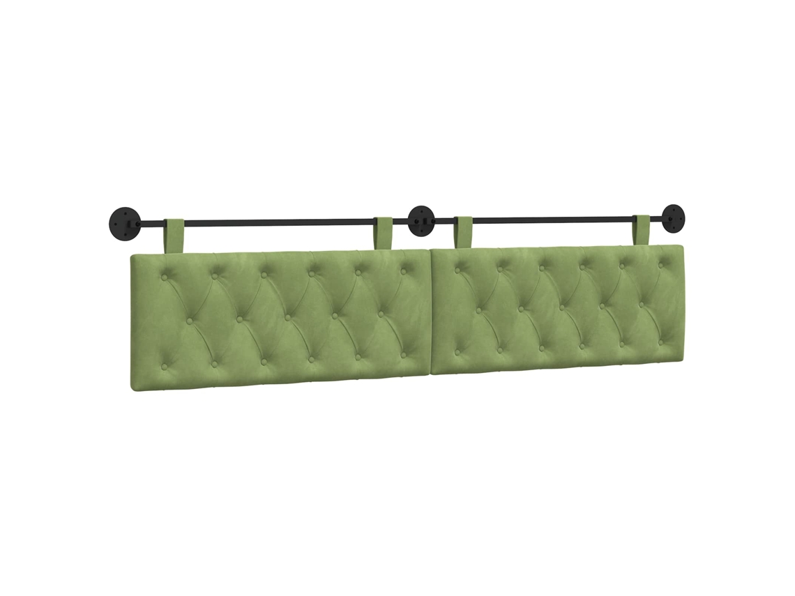 Vidaxl Cabeceira Suspensa Verde Claro 210 X 55 X 7 Cm Veludo