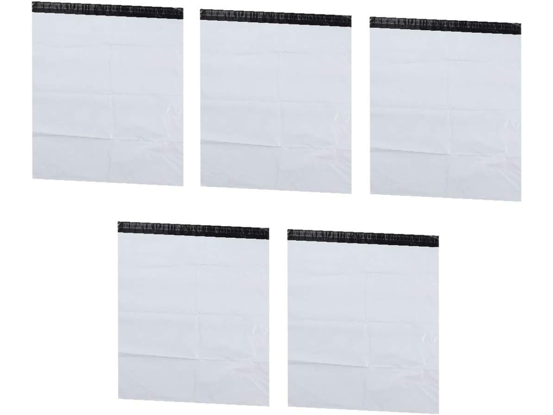 Novo pacote com 5 unidades de sacos plásticos para envio postal, tamanho 19x24, com fechamento automático, alta confiabilidade e embalagem elegante.