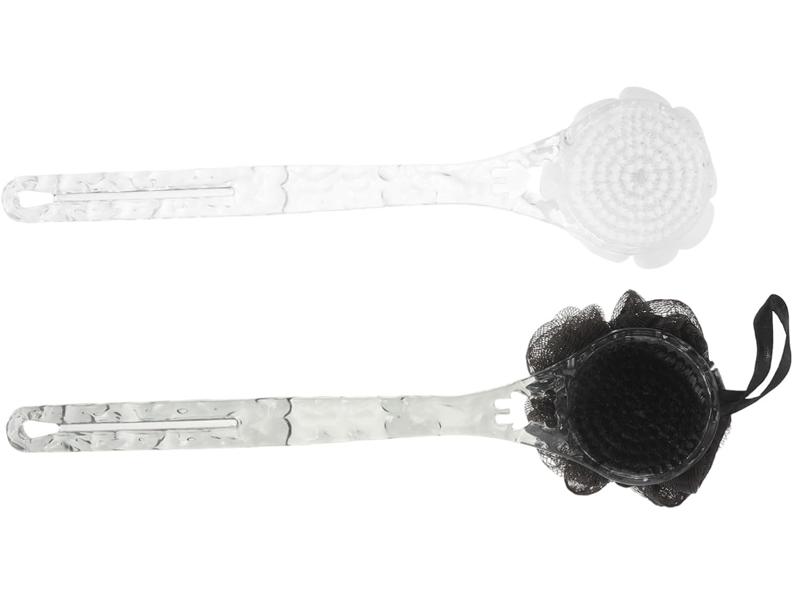Conjunto De 2 Escovas Esfoliantes Dupla Face Topbathy Com Cabo Longo, Acessório De Limpeza Corporal Para A Pele