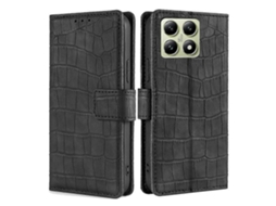 Capa De Celular Xiaomi 17 Em Couro Com Fecho Magnético E Textura De Crocodilo.