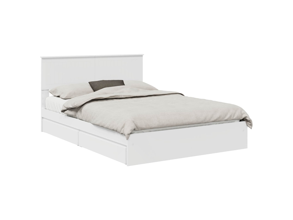 Conjunto 1 Cama Com Armazenamento Vidaxl Branco Derivados De Madeira (140 X 190 Cm)