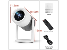 Projetor portátil Android de alto brilho, formato de barril, home theater, rotação de 180 graus, Wi-Fi 6, branco CXC