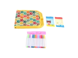 Livro de desenho reutilizável ATS com 14 páginas e 12 lápis de água, brinquedo portátil e apagável para crianças.