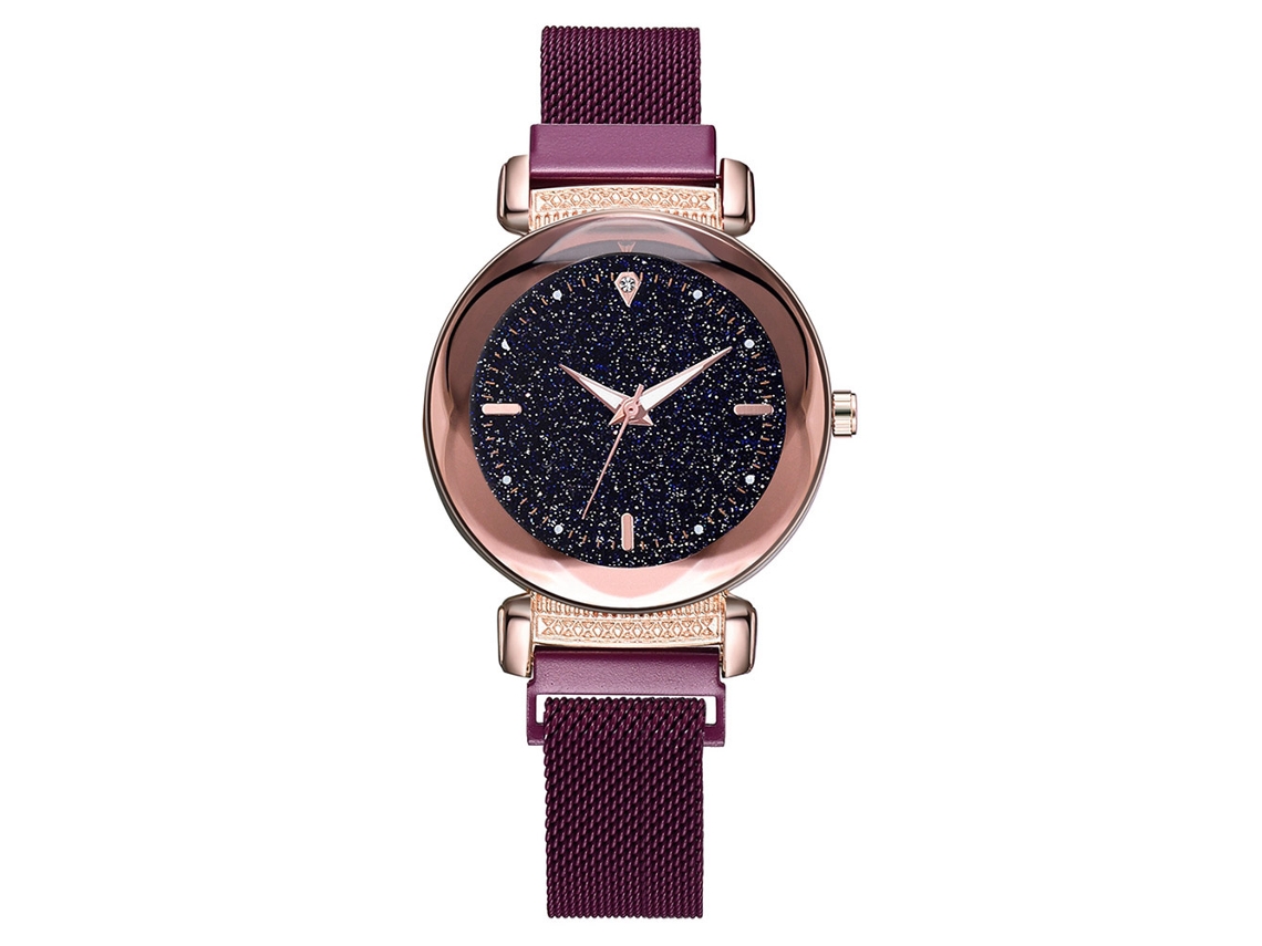 Relógio de Pulso Feminino Casual de Quartzo com Pulseira de Liga Rosa Redondo