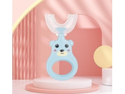 Escova de Dentes Infantil Silicone em Formato U, Azul, para Crianças 2 a 12 Anos. GOKOCO