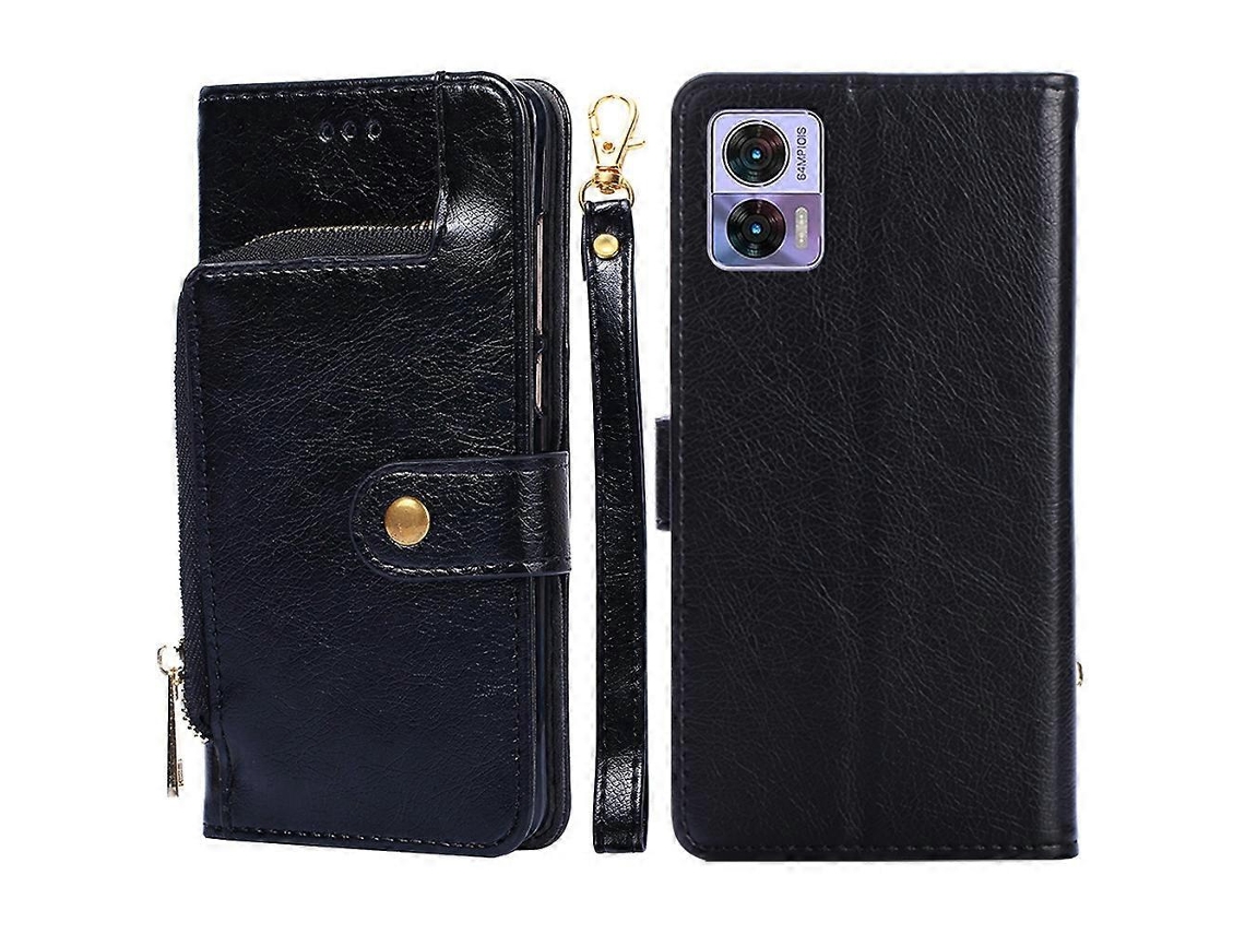 Capa De Couro Com Zíper Para Motorola Edge 30 Neo