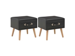 Bedside Cabinet, Bedside Cabinets Vidaxl Preto Couro Artificial (n/a)