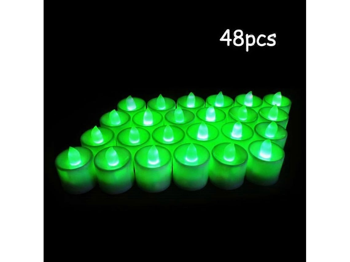 Rebe velas Electrónicas Led Sin Llama Plásticas Luz Amarilla para Exterior Fiesta Decoración 12/24/36/48 Piezas 48 Peças Verdes