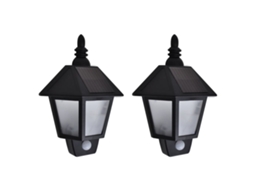 Vidaxl Candeeiros De Parede Solares 2 Pcs C/ Sensor De Movimento Preto