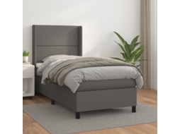 Cama Com Molas/colchão 90x200 Cm Couro Artificial Cinzento