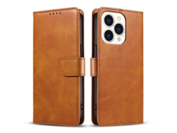 Capa Flip Para Iphone 17 Air Em Couro De Bezerro Cáqui.